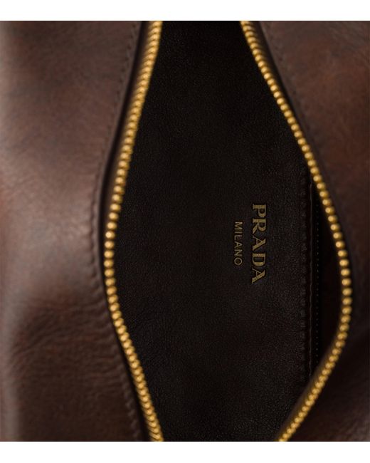 Prada Brown Mini Antique Leather Carry Top-Handle Bag