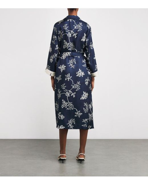 Max Mara Blue Silk Kaftan Midi Dress