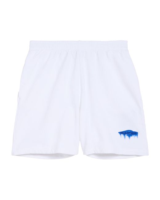Balenciaga White Cotton Wet Brush Shorts for men