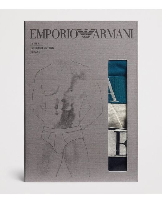 Emporio Armani Blue Stretch-Cotton Eagle Monogram Trunks for men