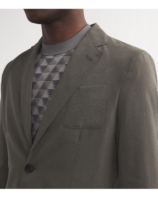 Giorgio Armani Gray Silk-Blend Upton Blazer for men