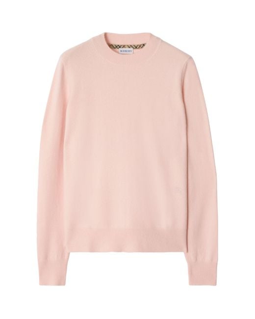 Burberry Pink Cashmere Ekd-Embroidered Sweater