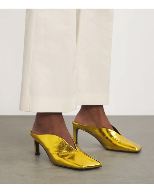 【関税&送料込】Jil Sander Khaki Leather Mules Jil Sander - Embellished leather mules Jil Sander