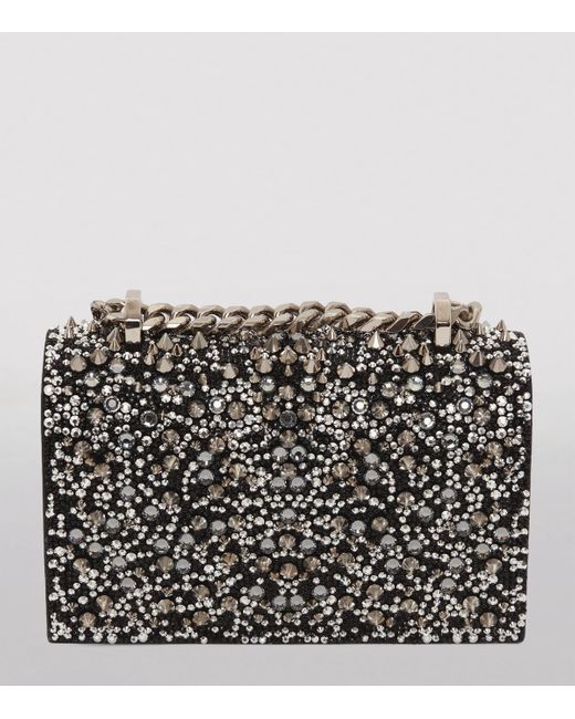 Alexander McQueen Black Mini Leather Jewelled Satchel