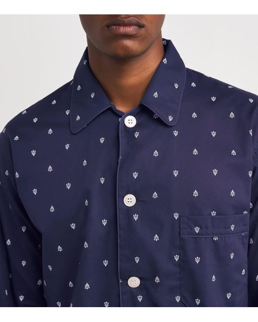 Derek Rose Blue Silk Paisley Print Pyjama Set for men
