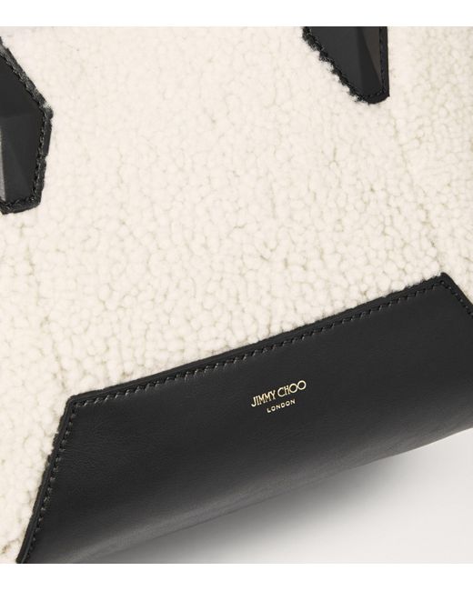Jimmy Choo Natural Diamond Small Shearling Tote Bag