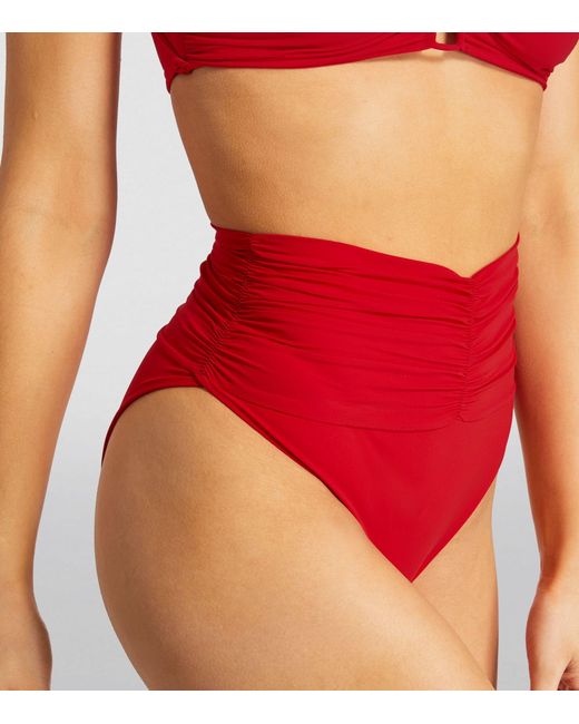 Magda Butrym Red Rose Appliqué High-rise Bikini Bottoms