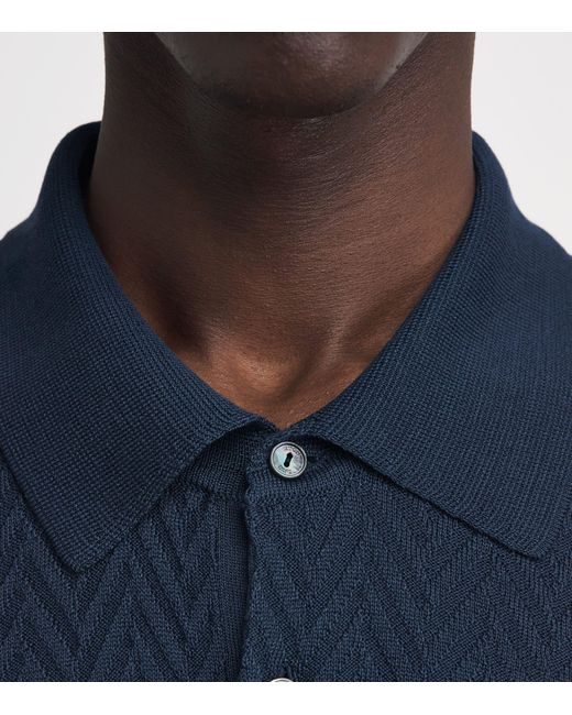 Eton of Sweden Blue Chevron-Jacquard Polo Sweater for men