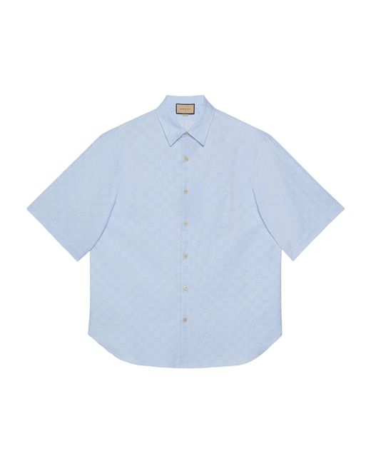 Gucci Blue GG Supreme Oxford Cotton Shirt for men