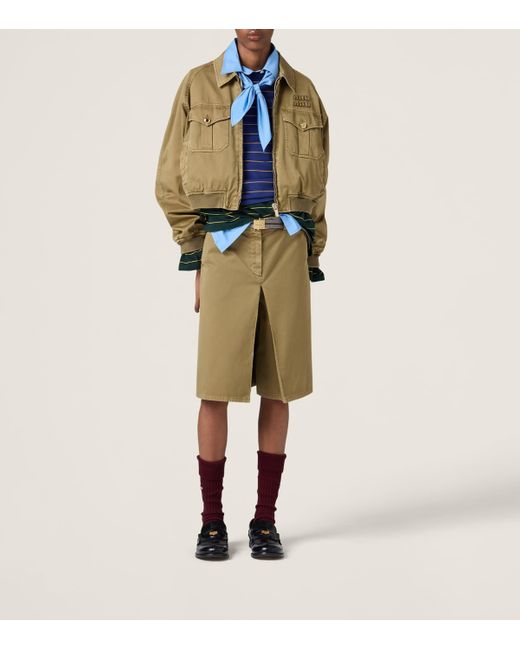 Miu Miu Brown Cotton Bomber Jacket