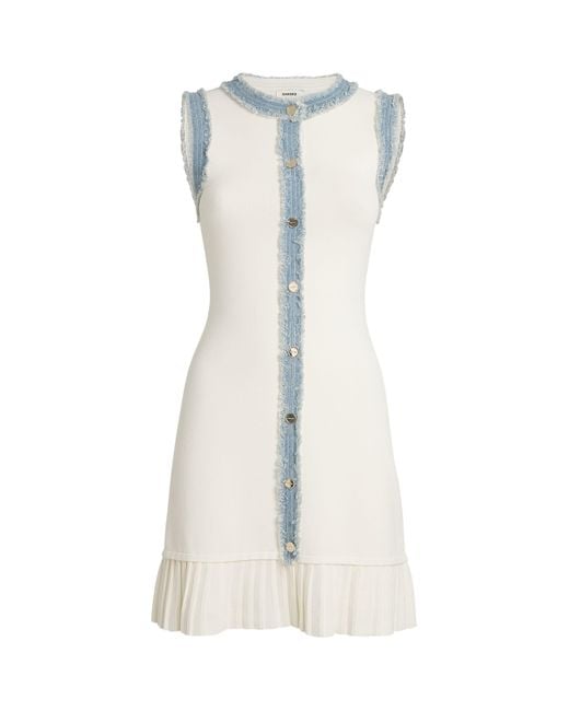 Sandro Natural Denim-Trim Mini Dress