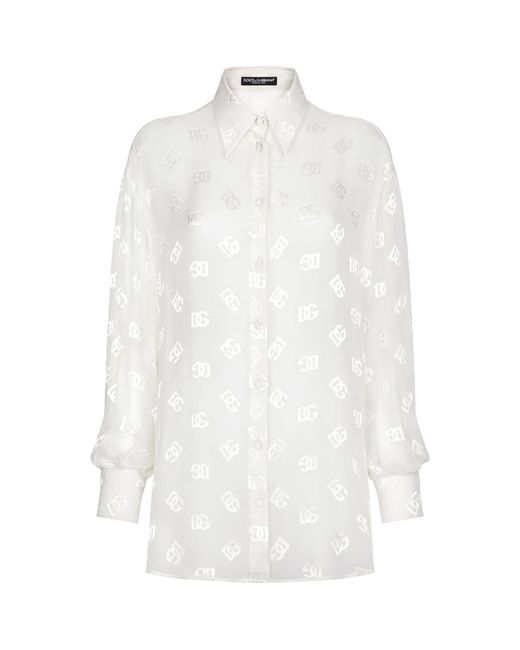 Dolce & Gabbana White Sheer Logo Shirt