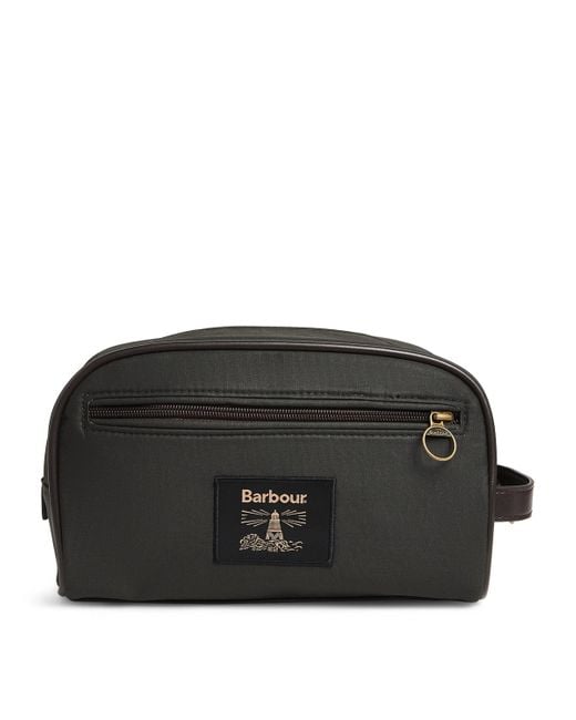 Barbour Black Wax-Coated Wash Bag