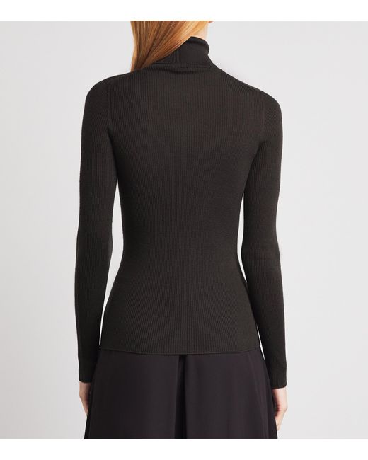 Agnona Black Wool-Silk-Cashmere Rollneck Sweater
