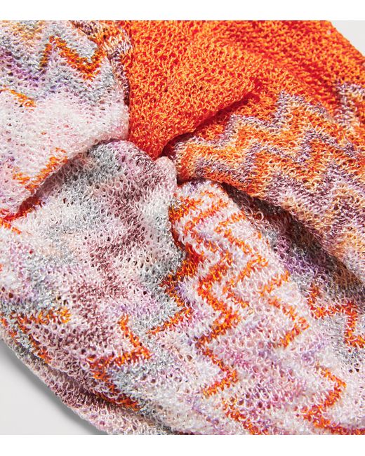 Missoni Red Knot-Front Zigzag Turban
