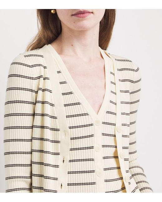Sandro Natural Ribbed Stripe Cardigan