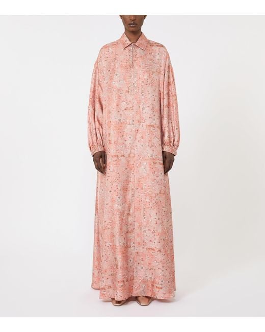 Max Mara Pink Printed Maxi Shirt Dress