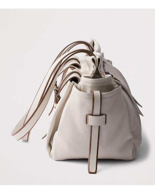 Prada Metallic Large Leather Route Tote Bag