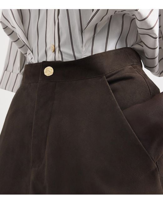 RETORI Brown Suede Straight Midi Skirt