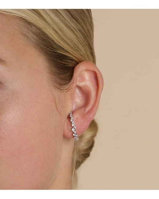 Astrid & Miyu White Rhodium-Plated And Crystal Orbit Dome Stud Earrings