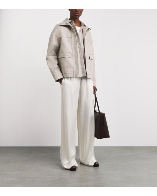 Yves Salomon Gray Linen Double-Faced Jacket