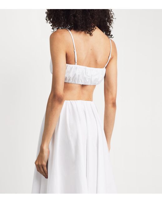 Staud White Stretch-Cotton Fiore Crop Top
