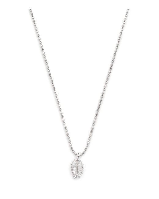 Anita Ko Metallic And Diamond Small Palm Leaf Necklace