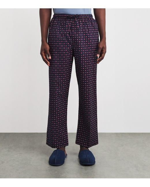 Derek Rose Blue Cotton Nelson Lounge Trousers for men