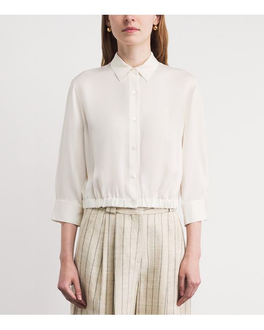 Theory White Supima Cotton Cinched Shirt
