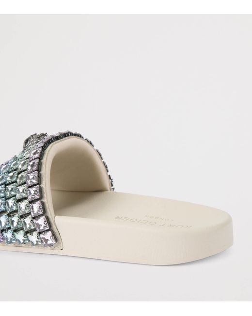 Kurt Geiger White Embellished Mina Eagle Slides