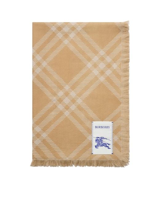 Burberry Natural Wool-Silk Wide Check Scarf