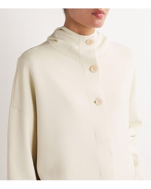 Max Mara White Hooded Button-Up Coat
