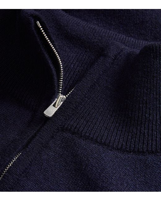 Harrods Blue Cashmere Zip-Up Sweater for men
