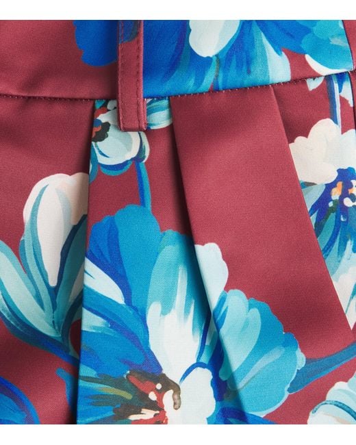 LEO LIN Red Floral Elisha Wide-Leg Trousers