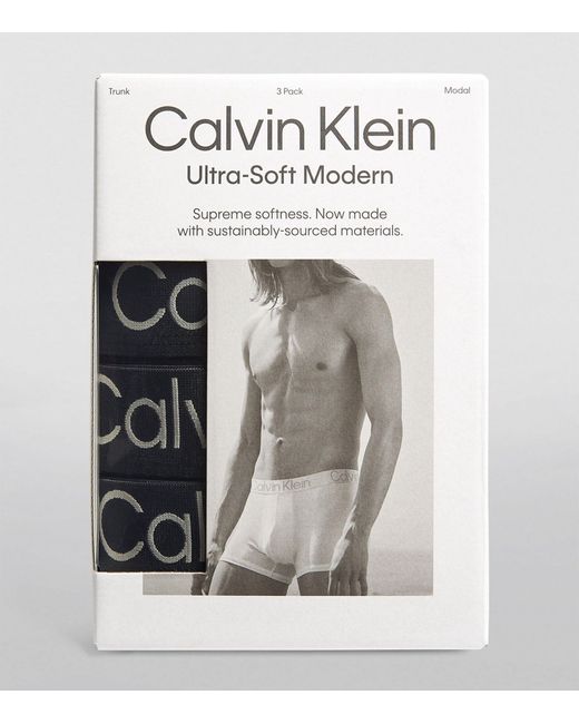 Calvin Klein Black Ultra Soft Modern Trunks (pack Of 3) for men