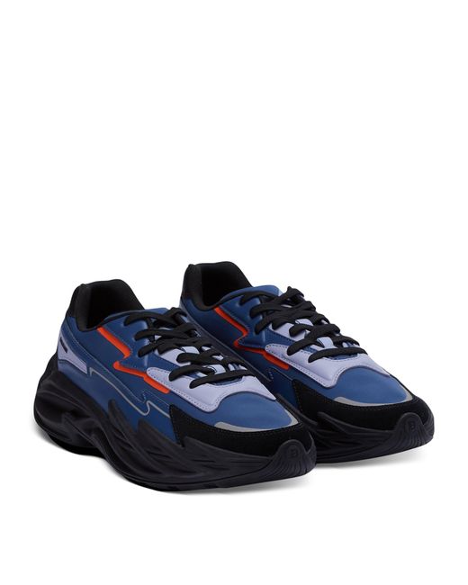 Balmain Blue Leather Run-row Sneakers for men