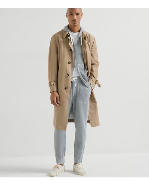 Brunello Cucinelli Gray Cotton Ribbed Zip-Up Hoodie for men