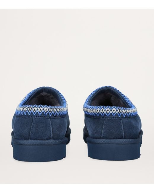 Ugg Blue Tasman Contrast-Stitch Suede And Shearling Slippers for men