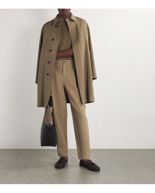 Giorgio Armani Linen-Cotton Straight Chinos in Natural for Men | Lyst