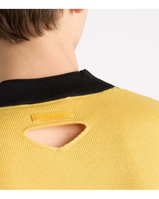 Prada Yellow Wool Long-Sleeve Polo Shirt for men