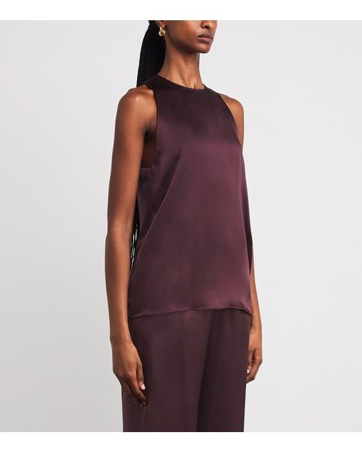 Eleventy Purple Silk Sleeveless Top