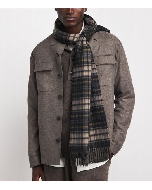Johnstons Gray Cashmere Double-Face Scarf for men