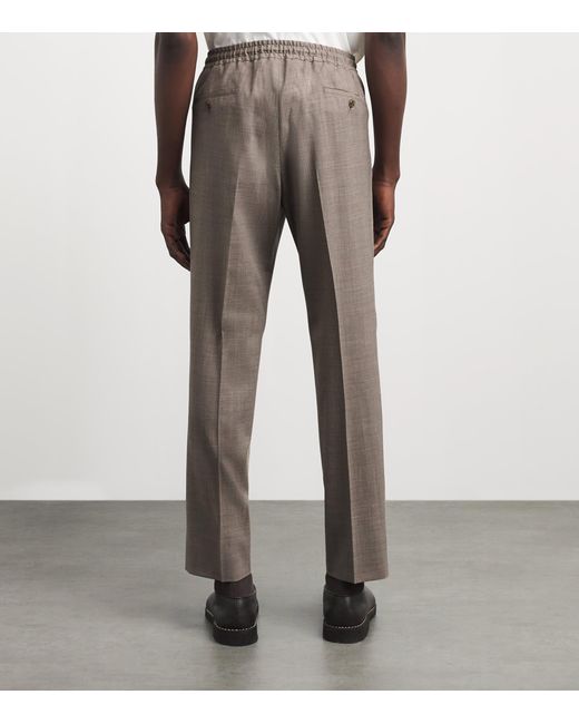 Corneliani Gray Stretch-Virgin Wool Drawstring Trousers for men