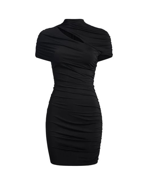 Balmain Black Jersey Draped Bodycon Mini Dress