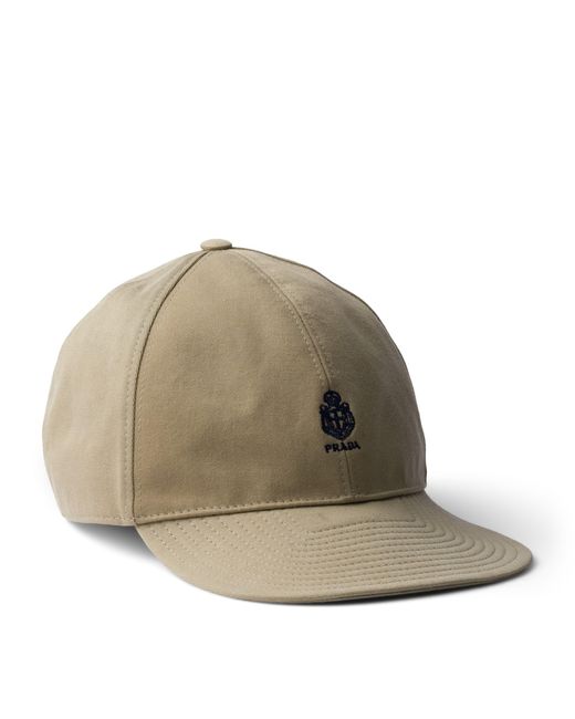 Prada Natural Cotton Gabardine Logo Baseball Cap for men