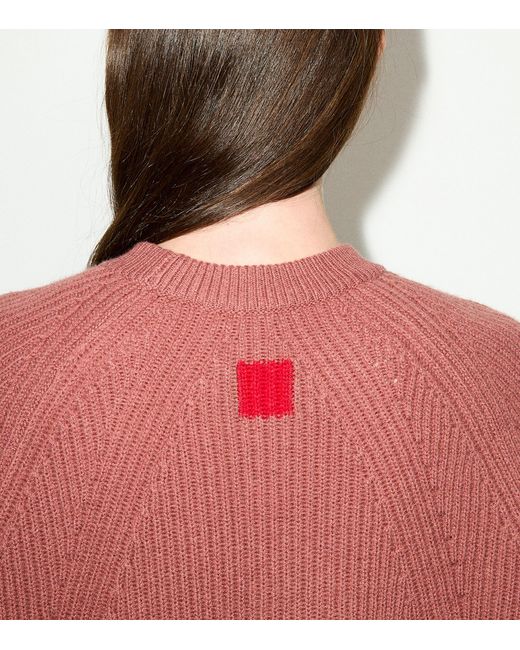 MAX&Co. Red Wool-Cashmere Balloon-Sleeve Sweater