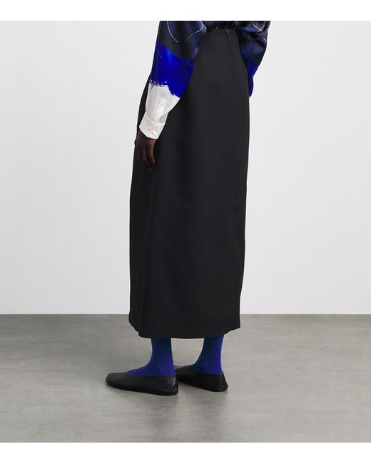 Jil Sander Black Wool Sablé Midi Skirt