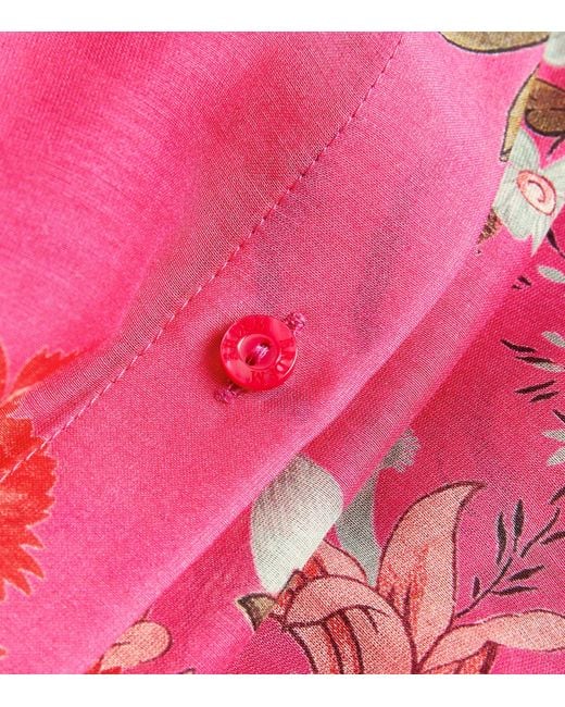 Erdem Pink Cotton-silk Floral Dress