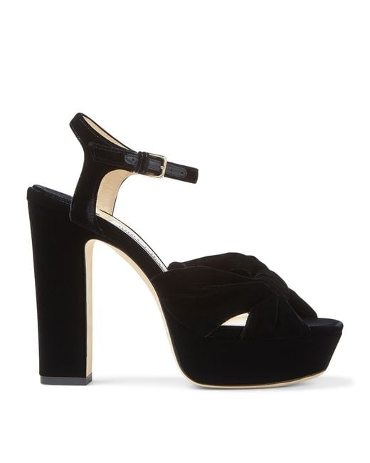 Jimmy Choo Black Heloise 120 Velvet Platform Sandals