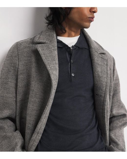 Canali Blue Wool-Silk Polo Sweater for men